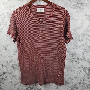 Sol Angeles Henley Short Sleeve Red/White T-Shirt Men Size Medium